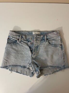 Abercrombie & Fitch Light Blue Distressed Boyfriend Denim Shorts